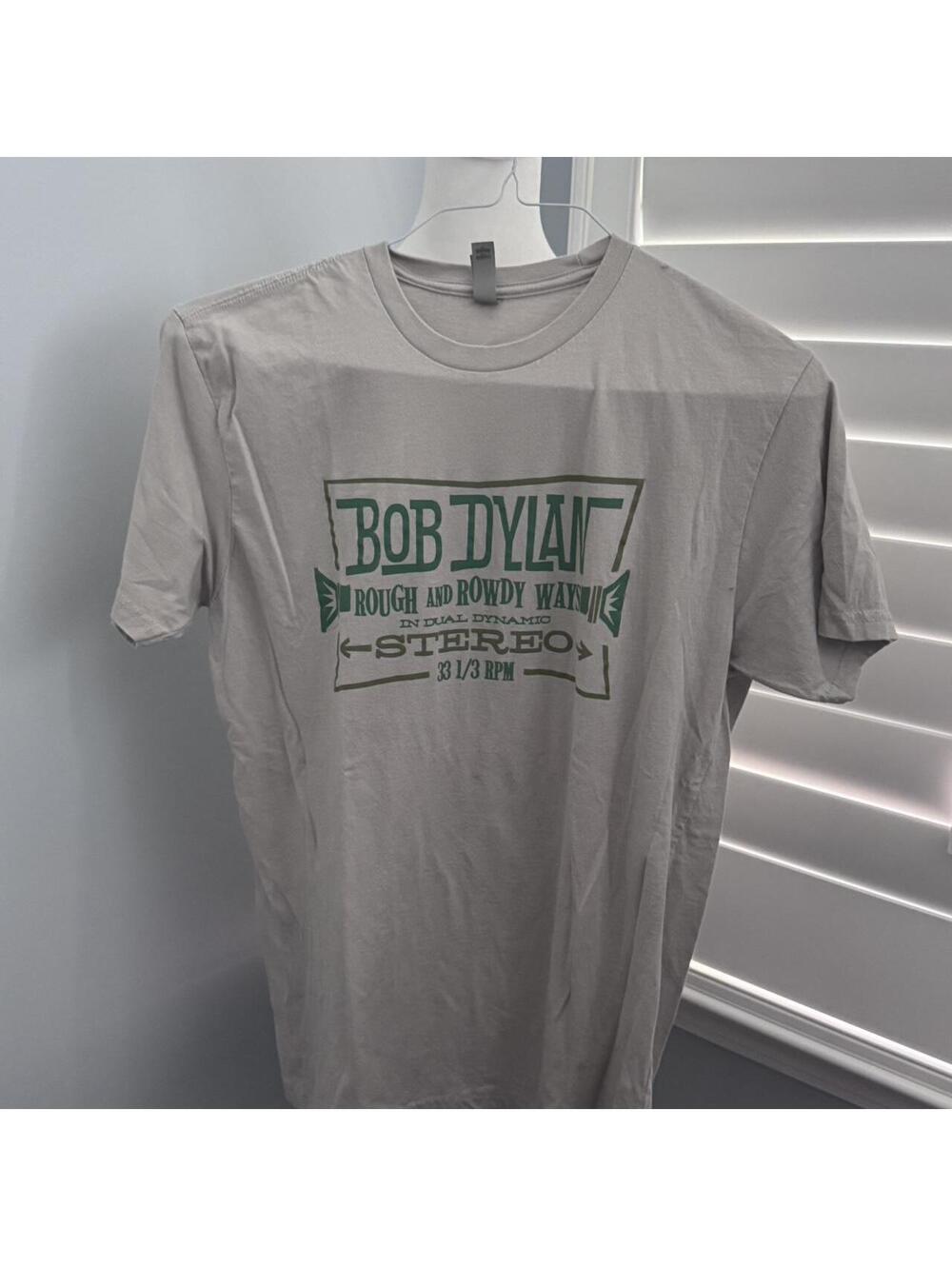 Bob Dylan Unisex Grey and Green Tee M
